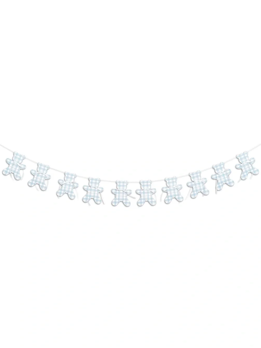 Blue & White Baby Boy Backdrop and Gingham Bears Banner